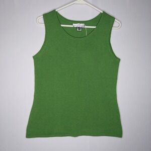 Precious Fibers Women Cashmere Tank Top Medium Kelly Green Quiet Luxury